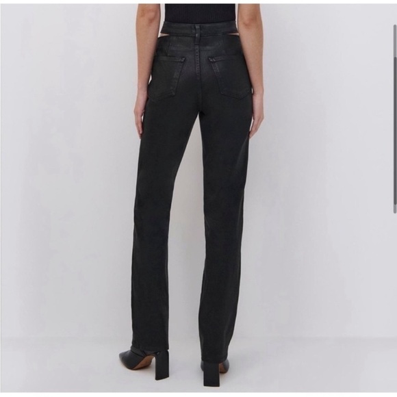 NWT Jonathan Simkhai Amelia Cutout Jeans in coated black - Picture 8 of 9